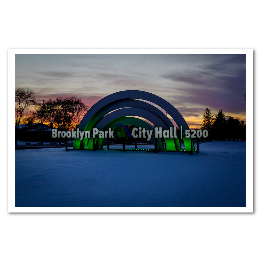 Neon City Sign lit up at dusk Fine Art Print
