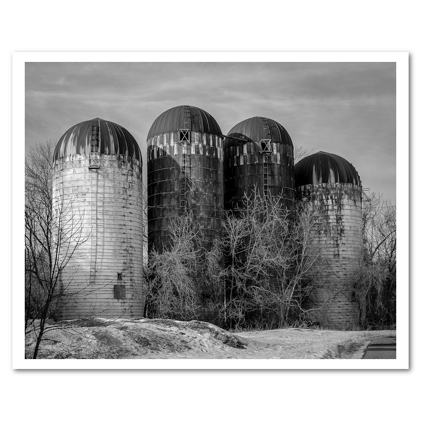 Anoka, MN Silos black & white Fine Art Print