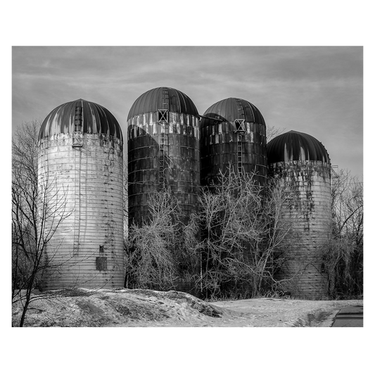 Anoka, MN Silos black & white Photo Print