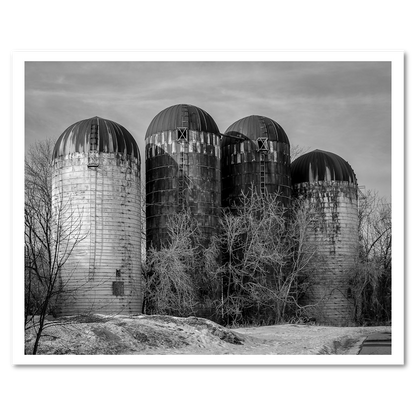 Anoka, MN Silos black & white Fine Art Print