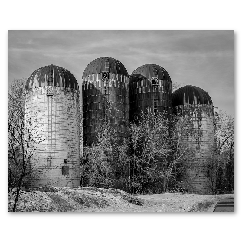 The Four Silos Metal Print, float-mounted, printed edge to edge