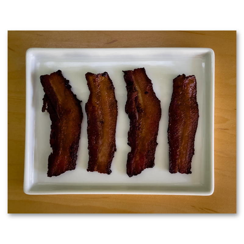 Plated Bacon Metal Print, float-mounted, printed edge to edge