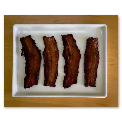 Plated Bacon Metal Print, float-mounted, printed edge to edge