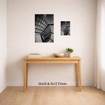 Lines Overhead at 16x24 and 8x12 on a wall above a console table, shown to scale