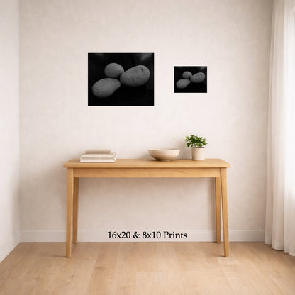 Starch Contrast at 16x20 and 8x10 on a wall above a console table, shown to scale